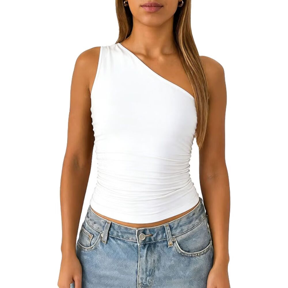 One Shoulder Going Out Tank Top, Medium, 8E-208T004